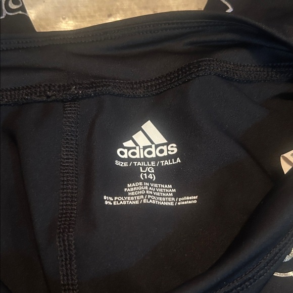 Adidas Black and White Logo Patterned Leggings - Picture 4 of 4